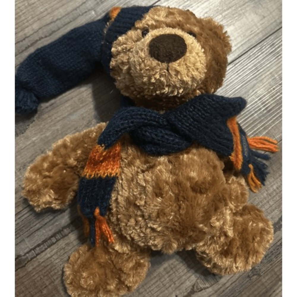 Pendleton by Gund Plush Brown Teddy Bear w/‎ Blue Orange  Hat  & Scarf 12"